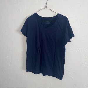100% Cotton Navy Blue V Neck T Shirt Tee Women’s Medium Solid Basic